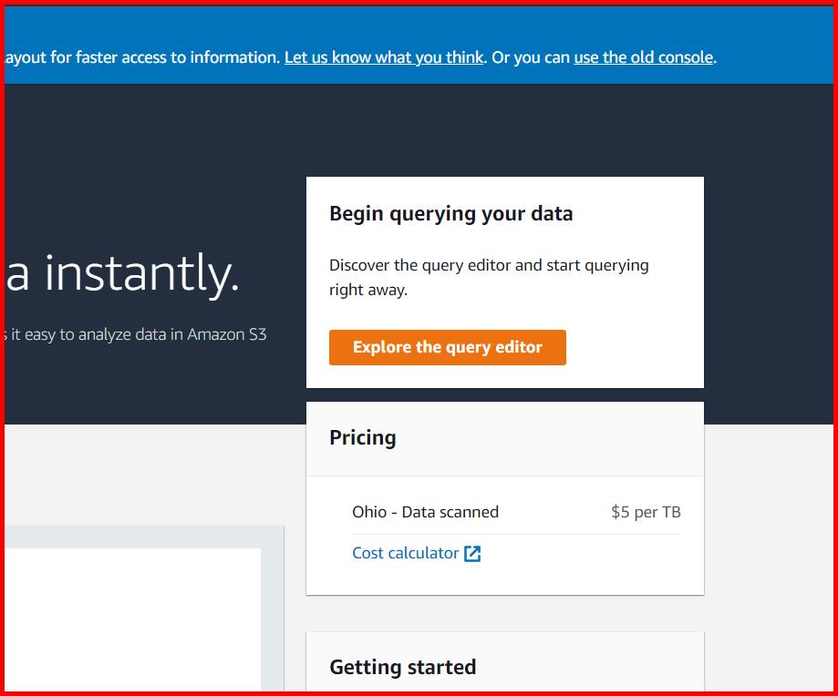 Picture showing the Explore the query editor button for opening the query editor